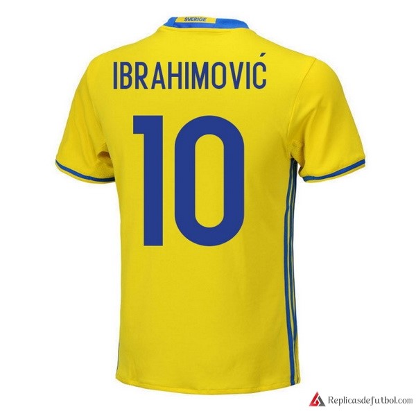 Camiseta Seleccion Sweden Primera equipación Ibrahimovic 2018 Amarillo